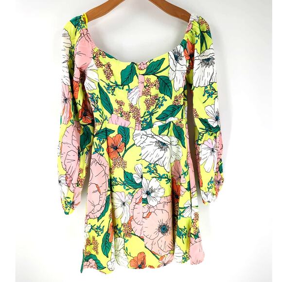 AFRM Spring Lime Bouquet Dolly Cut Out Mini Dress Size Small - Picture 4 of 11